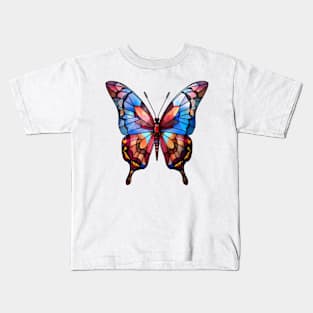 Stained Glass Colorful Butterfly #1 Kids T-Shirt
